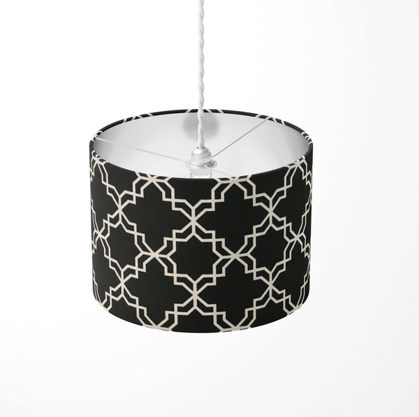Black and white moroccan ceiling lampshade on a white background.