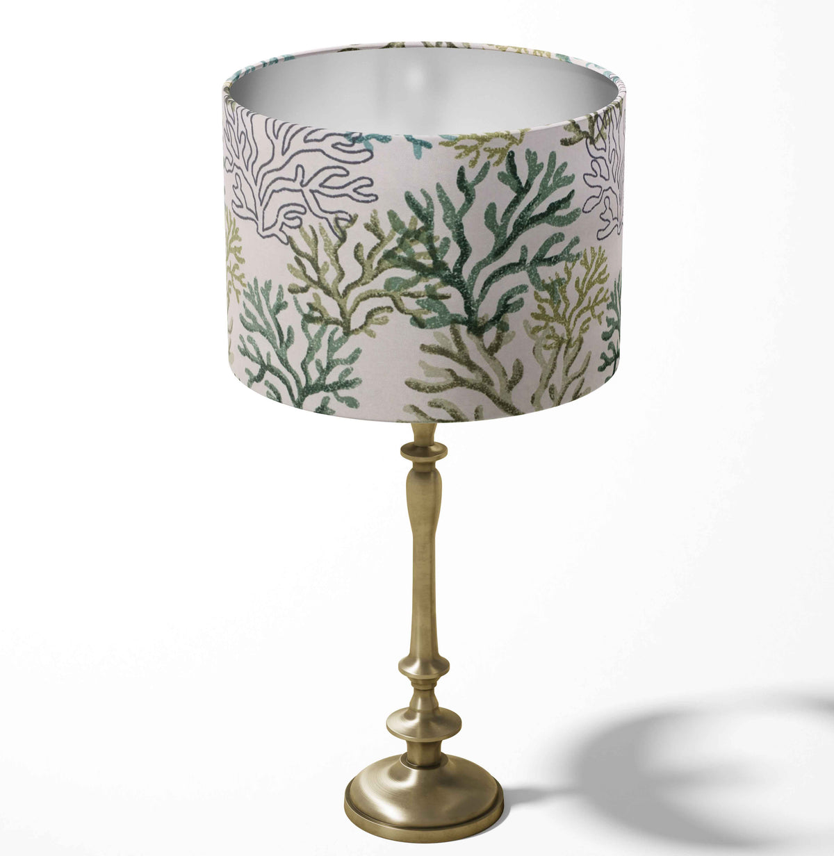 Coastal Lamp Shade, Beach Lampshade, Green Sealife Reef Drum Light Shade