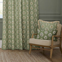 Sanderson Sessile Leaf Pattern Pencil Pleat Sage Green Curtains Ready Made