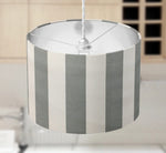 Stripe Lampshade, Grey and White Lampshade, Boho Handmade Drum Lampshade