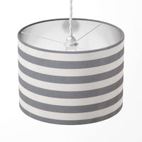 Grey and white horizontal stripe lampshade.