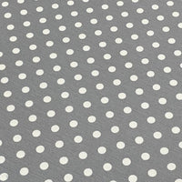 Grey and white cotton canvas polka dot fabric for upholstery, curtain and home decor.