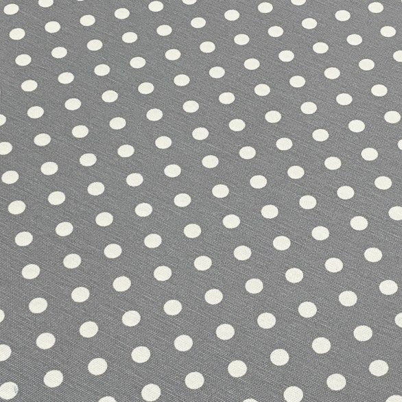 Grey and white cotton canvas polka dot fabric for upholstery, curtain and home decor.
