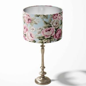 Floral Lampshade, Pink Rose Handmade Lamp Shade, Drum Country Flower Lampshade