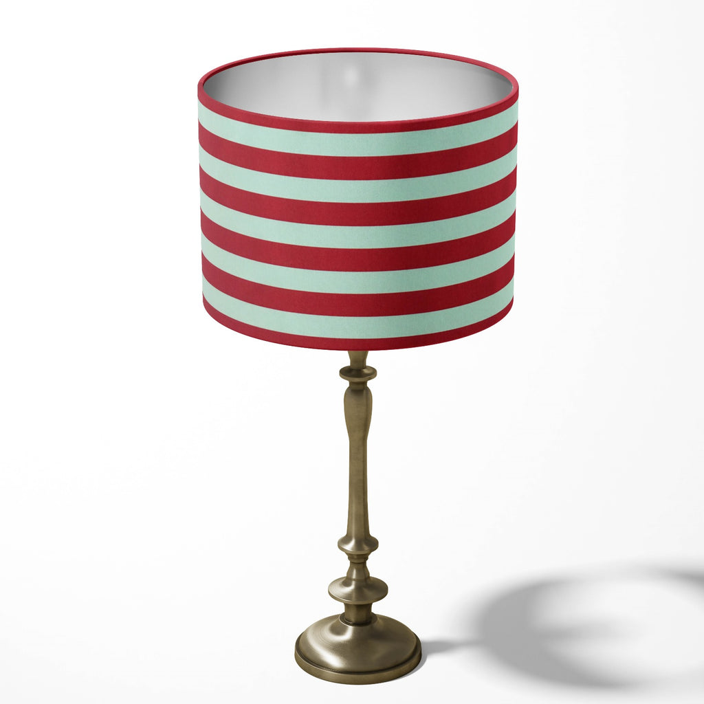 Red Lampshade, Horizontal Stripe Lampshade, Contemporary Ticking Lampshade