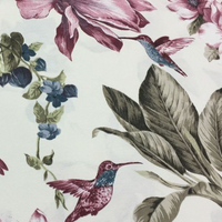Lily Flower Fabric, Hummingbird Fabric, Floral Upholstery Curtain Fabric