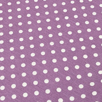 Lavender and white spot patterned cotton canvas upholstery curtain fabric.
