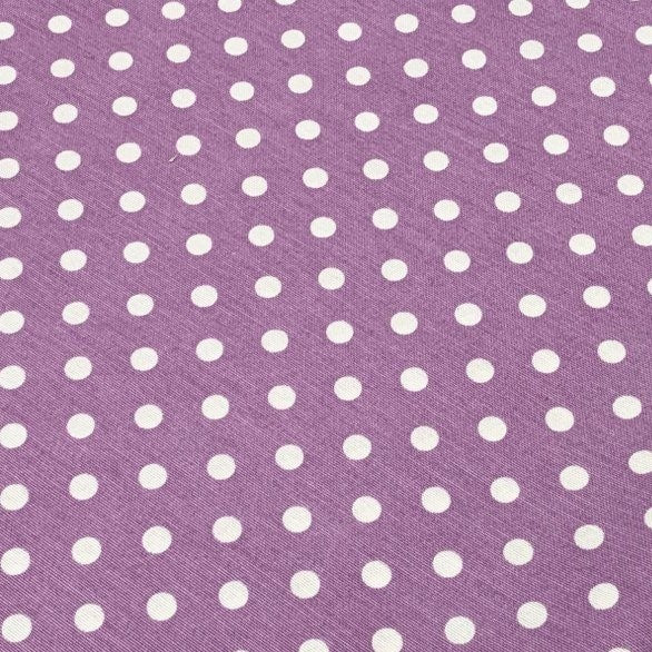 Lavender and white spot patterned cotton canvas upholstery curtain fabric.