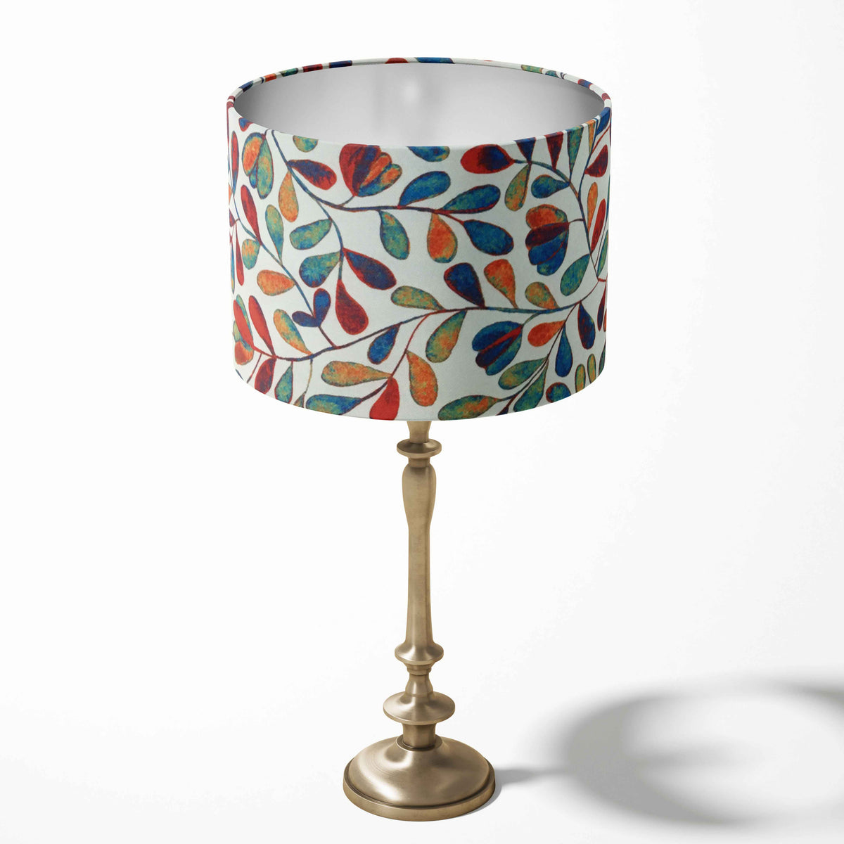 Multi Coloured Lampshade, Watercolour Leaf Print Boho Drum Lamp Shade