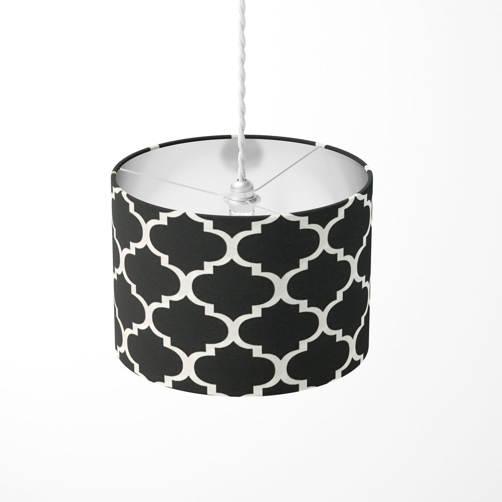 Black and White Geometric Lampshade, Moroccan Trellis Monochrome Lamp Shade