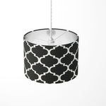 Black and White Geometric Lampshade, Moroccan Trellis Monochrome Lamp Shade
