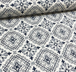 Grey turkish ceramic ornamental tile printed fabric for upholstery soft furnishing and home decor