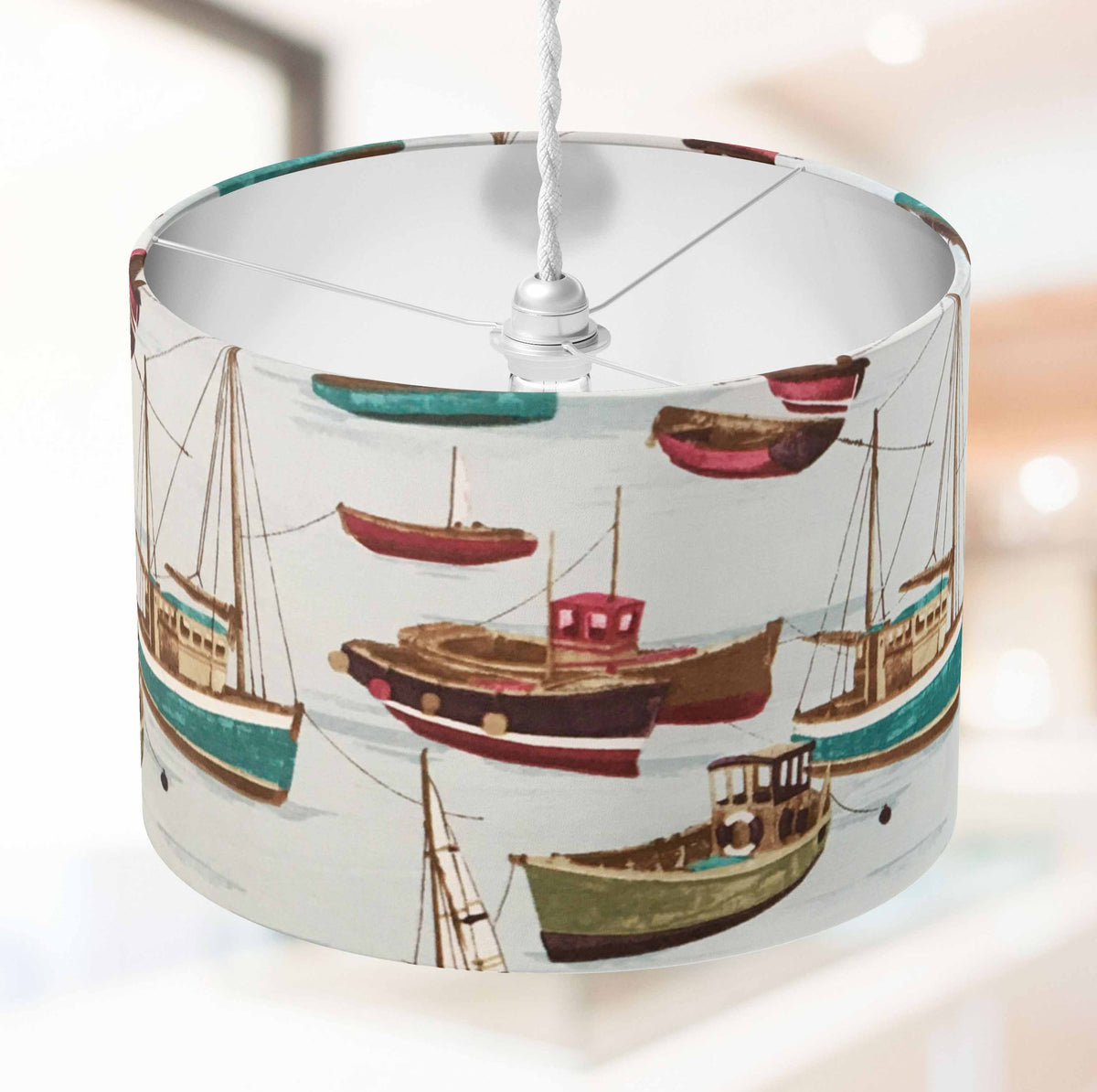 Sail Boat Lamp Shade, Nautical Lampshade, Marine Coastal Ocean Lampshade