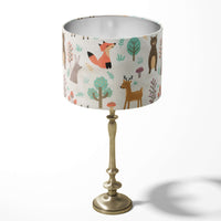 Woodland animal table and floor lampshade for kids and children's room.  