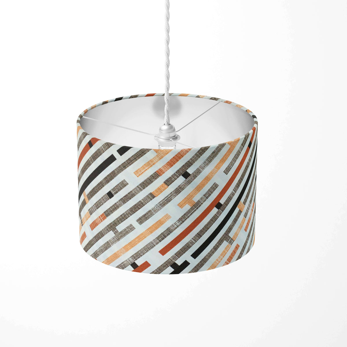 Maze patterned ceiling lampshade on a white background.