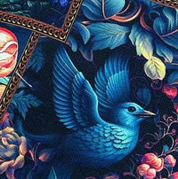 Blue phoenix print fabric.