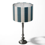 Vertical Striped Lamp Shade, Teal White Lampshade, Petrol Blue Lampshade