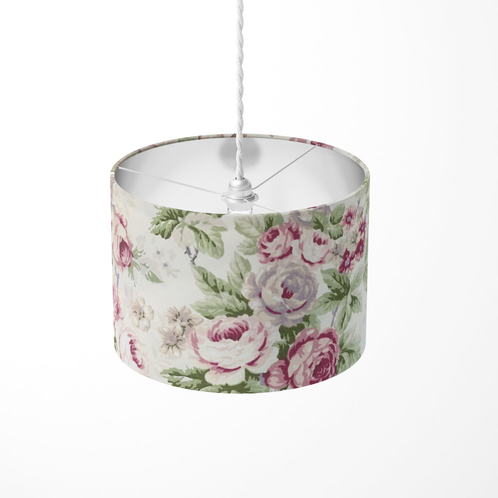 Rose Lampshade, Pink Floral Lamp Shade, Cream Country Cottage Light Shade
