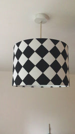 Black and White Lampshade, Checkered Lampshade, Diamond Drum Lampshade