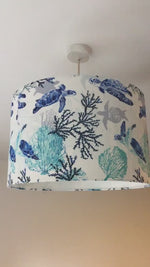 Nautical Lamp Shade, Sea Turtle Lampshade, Blue Ocean Coastal Lampshade