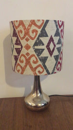 Kilim Lampshade, Diamond Pattern Drum Lamp Shade, Red Orange Light Shade