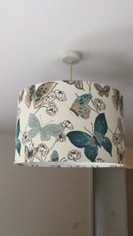 Butterfly Lampshade, Teal Floral Lampshade, Tropical Blue White Lampshade