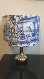 Toile Lampshade, Chinoiserie Lamp Shade, Japanese Print Blue White Lampshade