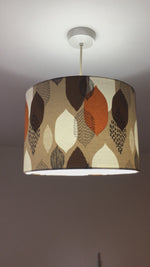 Retro Lampshade, Beige Orange Lamp Shade, Scandi Brown Handmade Lampshade