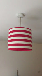 Red Lampshade, Horizontal Stripe Lampshade, Contemporary Ticking Lampshade