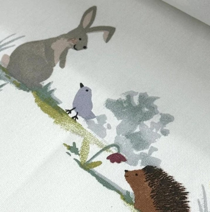 Woodland Animal Rabbit Goose Hedgehog Squirrel Cotton Upholstery Fabric