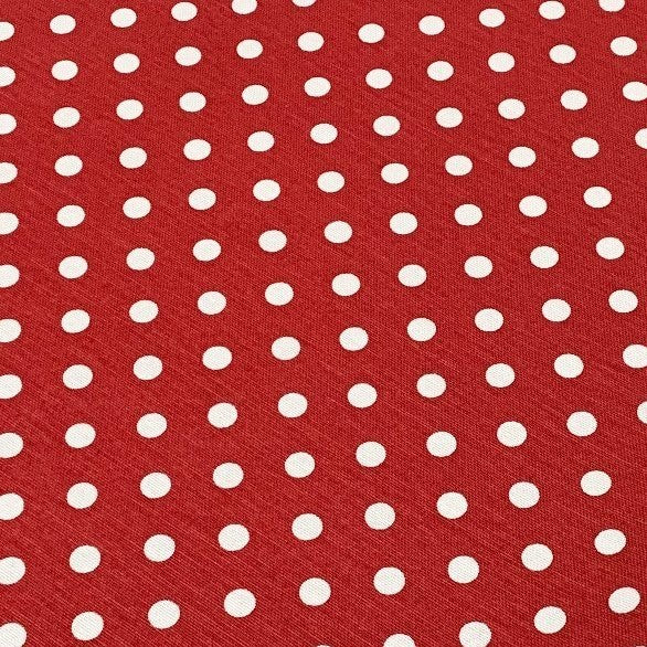 Red White Polka Dot Fabric, Spotty Cotton Canvas Upholstery Curtain Fabric