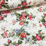 Red Roses Upholstery Fabric, Retro Shabby Chic Floral Interior Outdoor Fabric