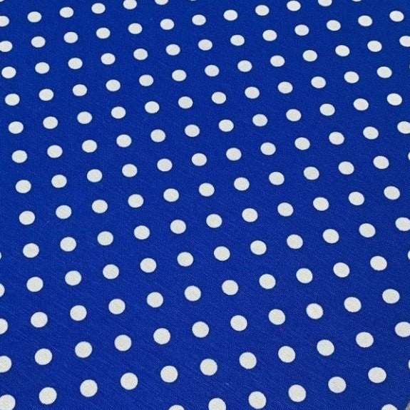 Royal blue and white polka dot fabric for upholstery, curtain, soft furnishing and home decor.