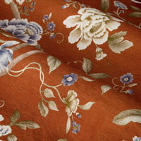 Sanderson Porcelain Garden Terracotta Floral Pencil Pleat Curtain Rust