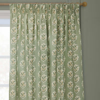 Sanderson Sessile Leaf Pattern Pencil Pleat Sage Green Curtains Ready Made