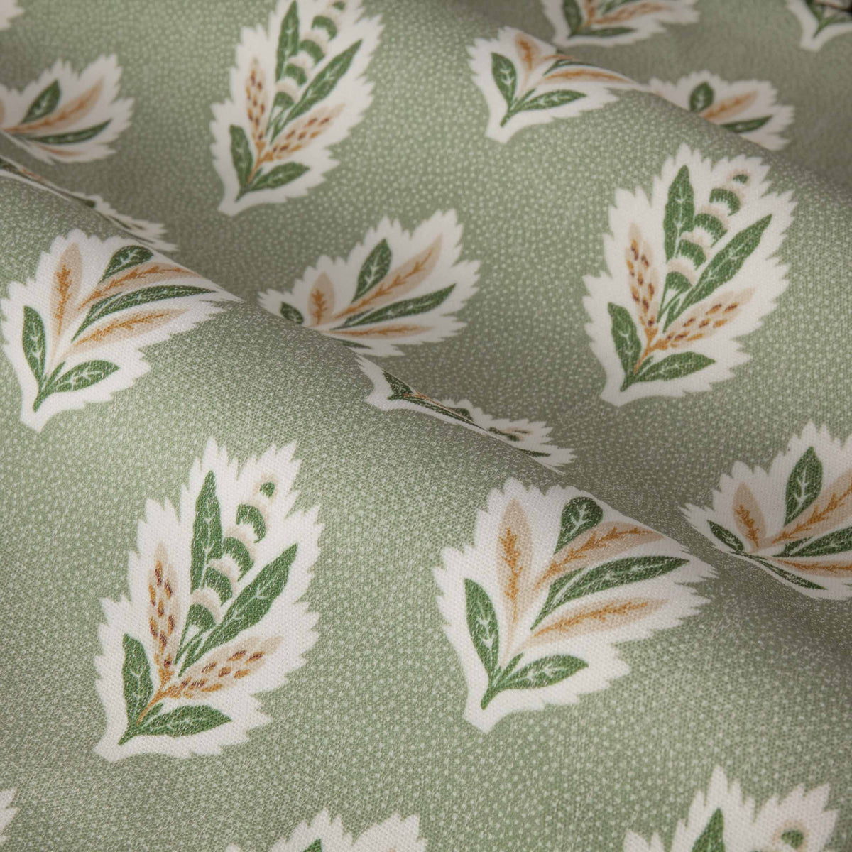 Sanderson Sessile Leaf Pattern Pencil Pleat Sage Green Curtains Ready Made