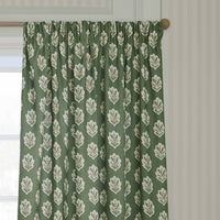 Sanderson Sessile Leaf Print Pencil Pleat Ready Made Curtains Green