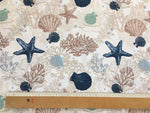 Starfish Fabric, Seashell Fabric, Nautical Upholstery Coastal Reef Fabric