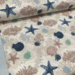 Starfish Fabric, Seashell Fabric, Nautical Upholstery Coastal Reef Fabric