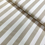 Beige White Stripe Fabric, Tan Upholstery Cotton Duck Canvas Fabric
