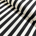 Black Stripe Fabric, Monochrome Black White Canvas Upholstery Fabric