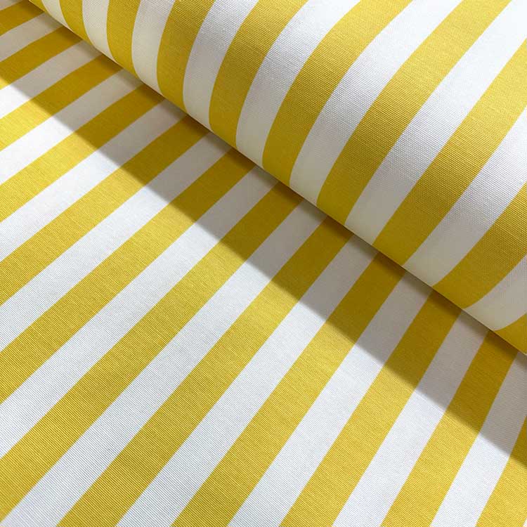 Yellow White Stripe Fabric, Country Cottage Upholstery Furnishing Fabric