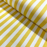 Yellow White Stripe Fabric, Country Cottage Upholstery Furnishing Fabric