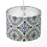 Tile Print Lampshade, Blue White Lamp Shade, Spanish Moroccan Ceramic Lampshade