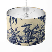 Toile Lampshade, Chinoiserie Lamp Shade, Japanese Print Blue White Lampshade