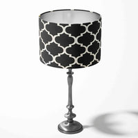Black and White Geometric Lampshade, Moroccan Trellis Monochrome Lamp Shade