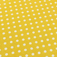 Yellow white spot patterned cotton canvas upholstery curtain fabric.