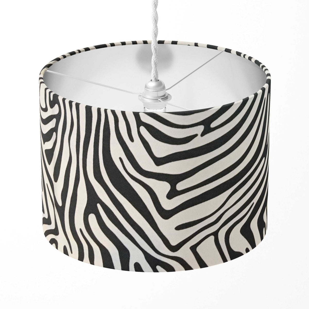 Zebra Print Lamp Shade, Black White Lampshade, Jungle Safari Animal Light Shade