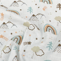 Pastel Rainbow Fabric, Baby Muslin Fabric, Cotton Double Gauze Fabric