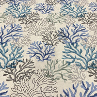 Nautical Upholstery Fabric, Green Curtain Fabric, Coral Reef Fabric